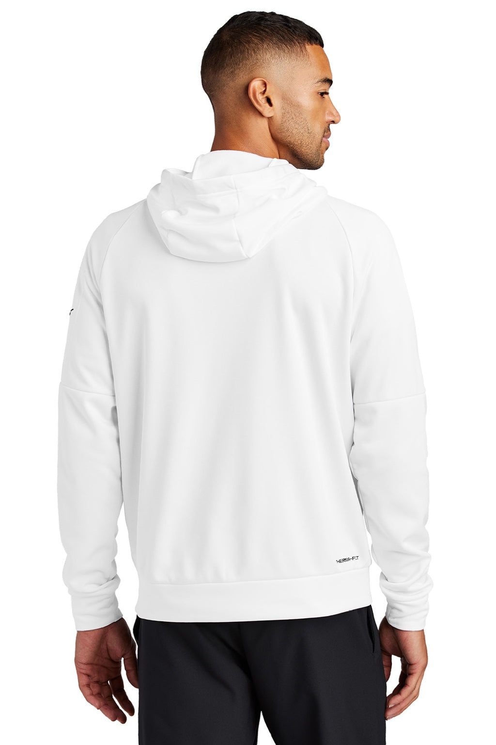 Nike NKFD9859 Mens Therma-Fit Fleece Full Zip Hooded Sweatshirt Hoodie w/ Pockets White Model Back