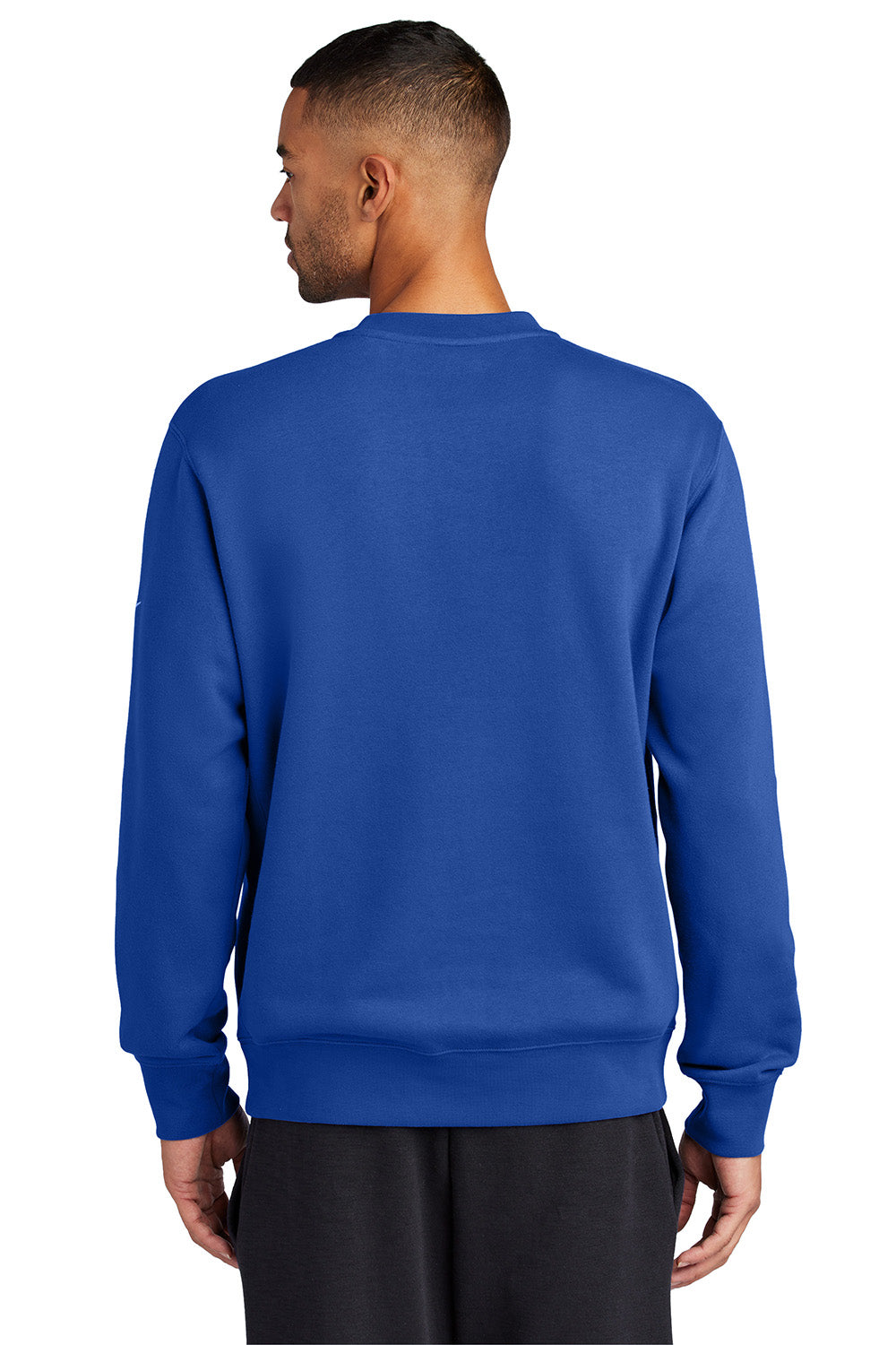 Nike NKFD9863 Mens Club Fleece Crewneck Sweatshirt Game Royal Blue Model Back
