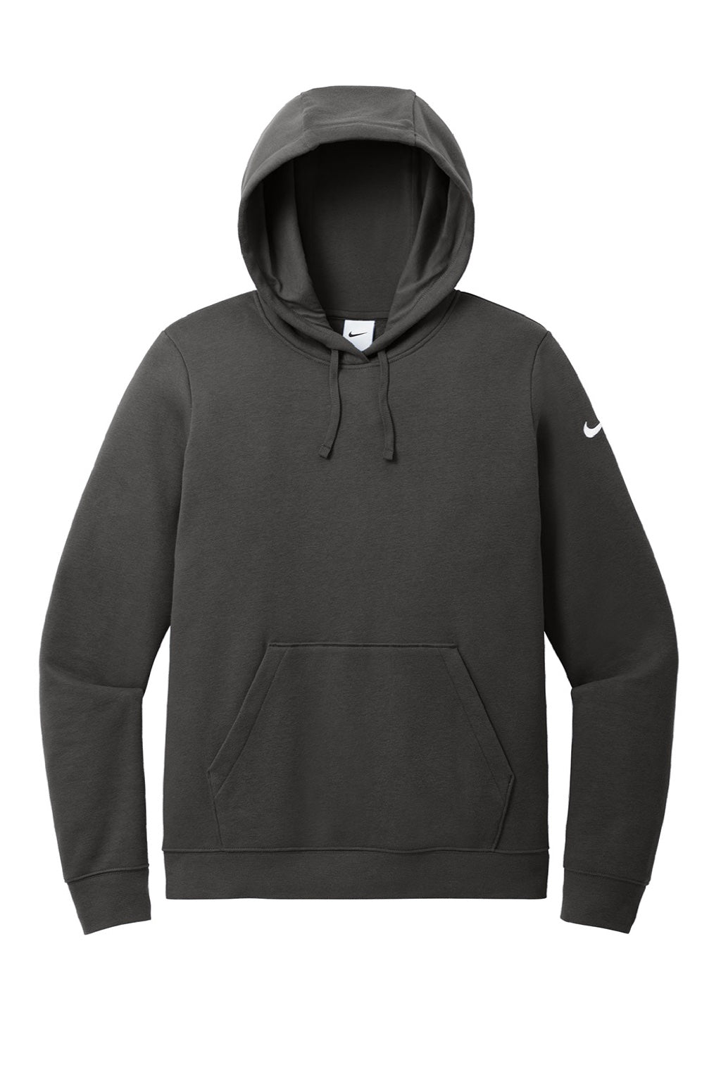 Nike NKFD9889 Womens Club Fleece Hooded Sweatshirt Hoodie w/ Pouch Pockets Anthracite Grey Flat Front