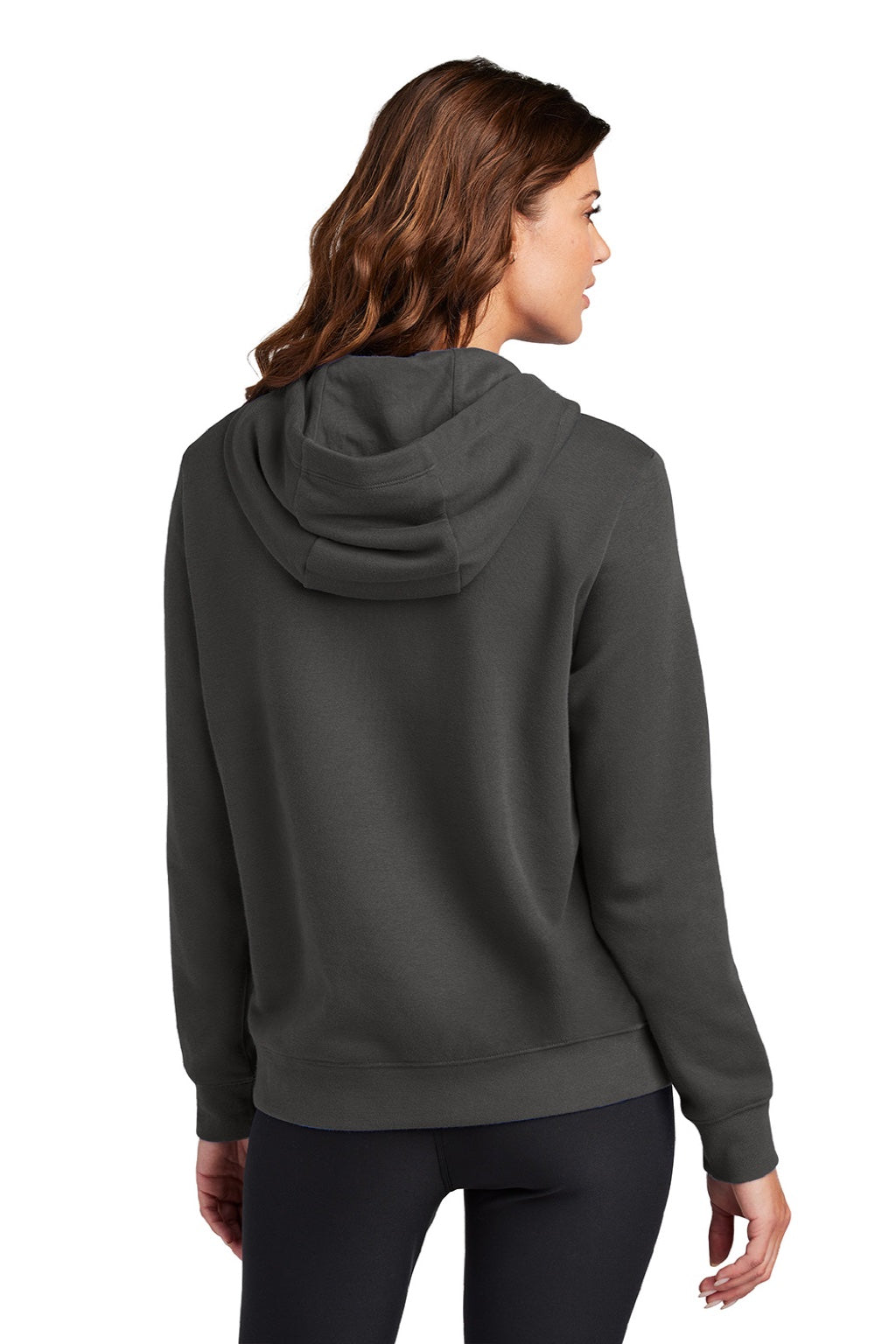 Nike NKFD9889 Womens Club Fleece Hooded Sweatshirt Hoodie w/ Pouch Pockets Anthracite Grey Model Back
