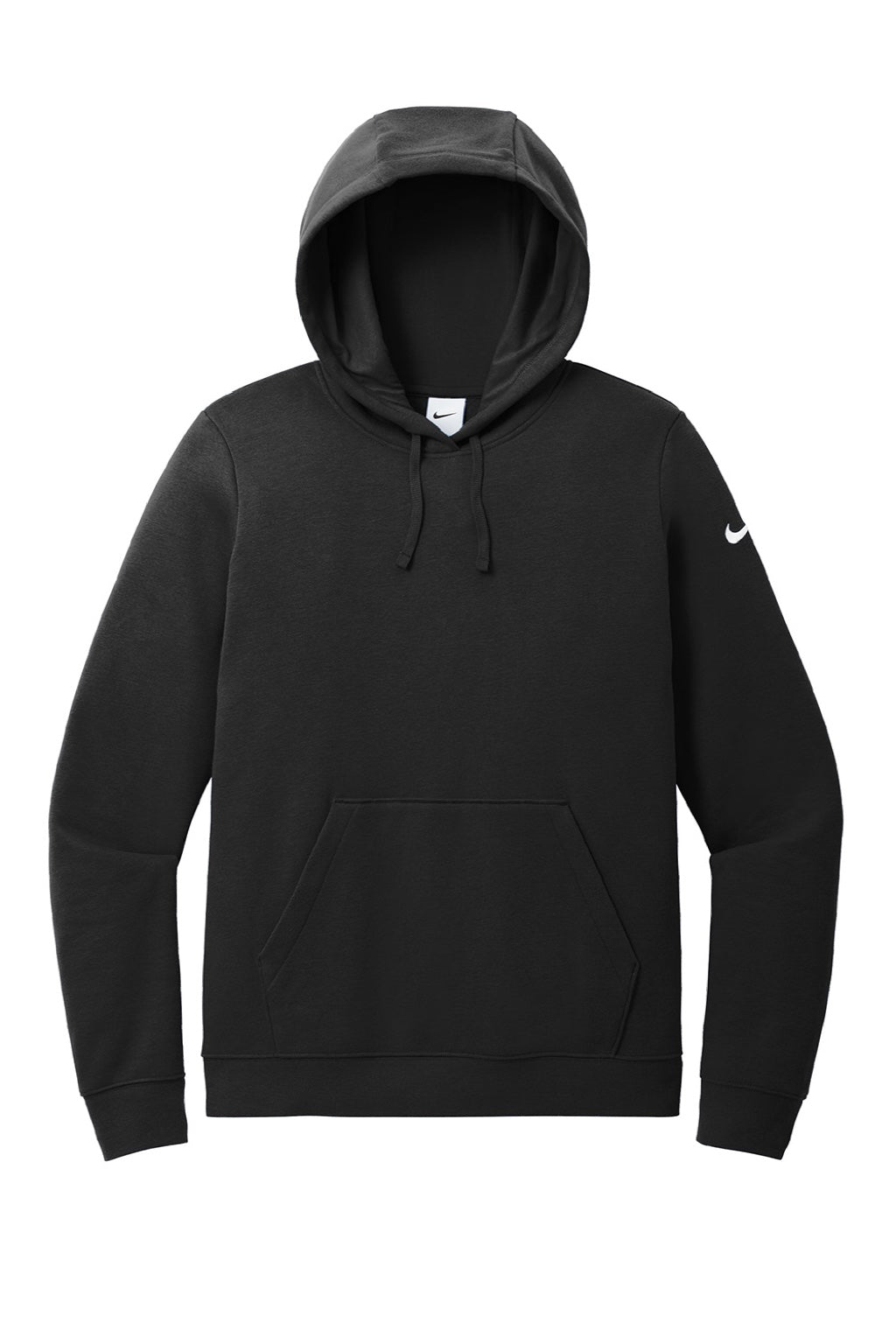 Nike NKFD9889 Womens Club Fleece Hooded Sweatshirt Hoodie w/ Pouch Pockets Black Flat Front