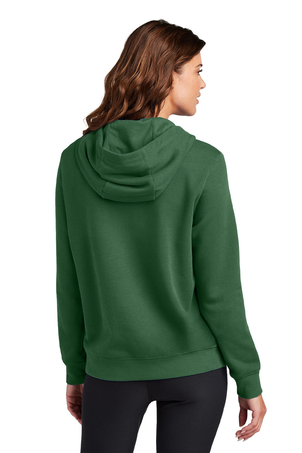 Nike NKFD9889 Womens Club Fleece Hooded Sweatshirt Hoodie w/ Pouch Pockets Gorge Green Model Back