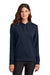 Nike NKFD9889 Womens Club Fleece Hooded Sweatshirt Hoodie w/ Pouch Pockets Midnight Navy Blue Model Front