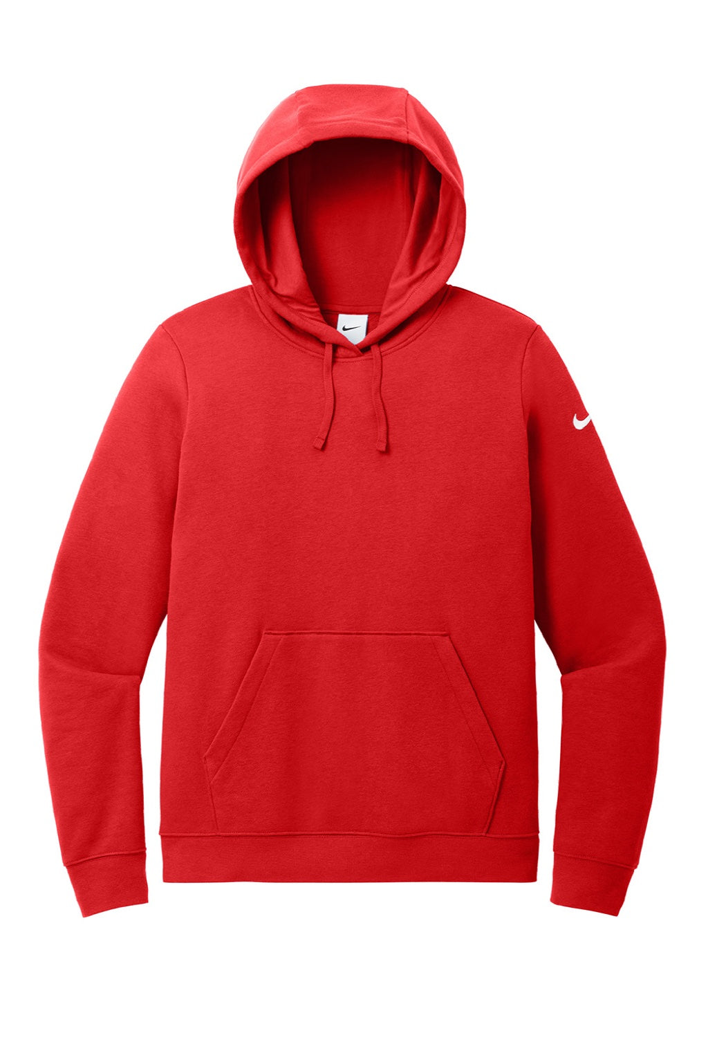 Nike NKFD9889 Womens Club Fleece Hooded Sweatshirt Hoodie w/ Pouch Pockets University Red Flat Front