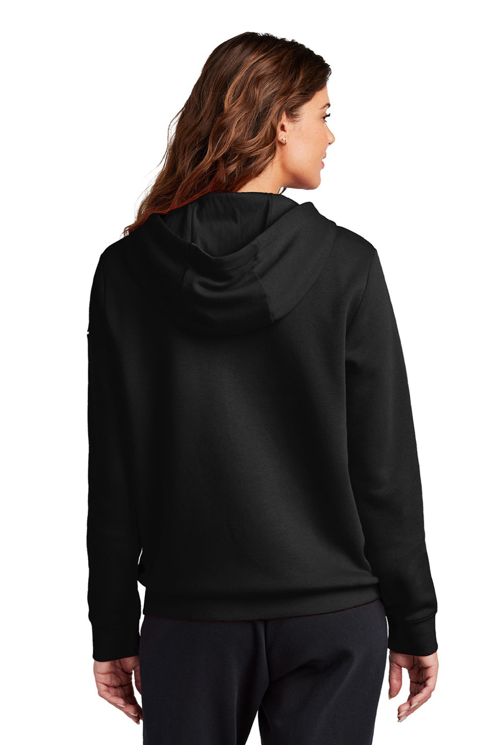Nike NKFD9890 Womens Club Fleece Full Zip Hooded Sweatshirt Hoodie w/ Pockets Black Model Back