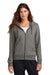 Nike NKFD9890 Womens Club Fleece Full Zip Hooded Sweatshirt Hoodie w/ Pockets Heather Charcoal Grey Model Front