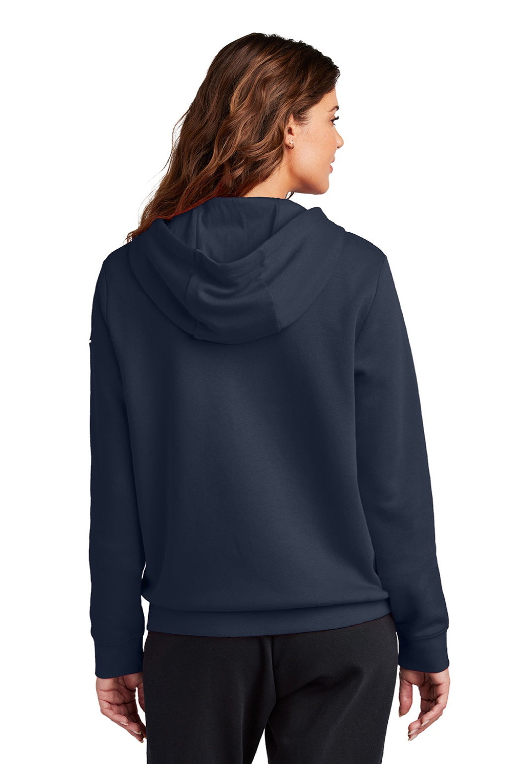 Nike NKFD9890 Womens Club Fleece Full Zip Hooded Sweatshirt Hoodie w/ Pockets Midnight Navy Blue Model Back