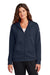 Nike NKFD9890 Womens Club Fleece Full Zip Hooded Sweatshirt Hoodie w/ Pockets Midnight Navy Blue Model Front