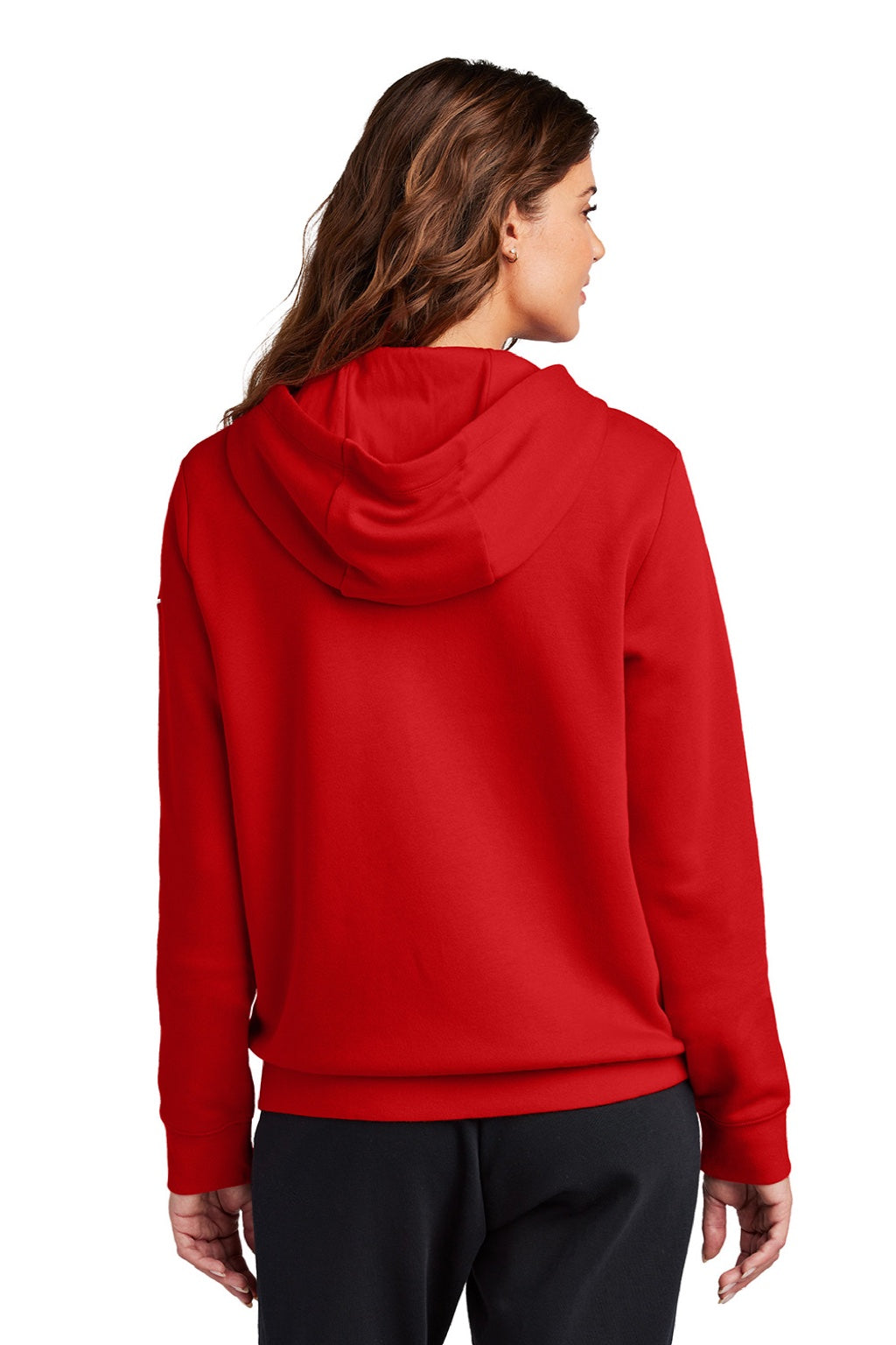Nike NKFD9890 Womens Club Fleece Full Zip Hooded Sweatshirt Hoodie w/ Pockets University Red Model Back