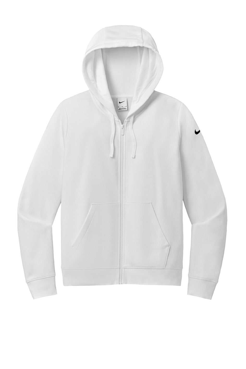 Nike NKFD9890 Womens Club Fleece Full Zip Hooded Sweatshirt Hoodie w/ Pockets White Flat Front