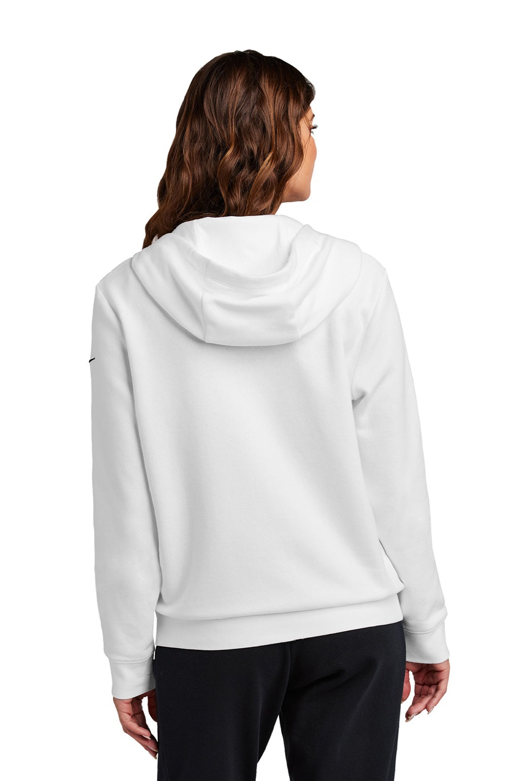 Nike NKFD9890 Womens Club Fleece Full Zip Hooded Sweatshirt Hoodie w/ Pockets White Model Back
