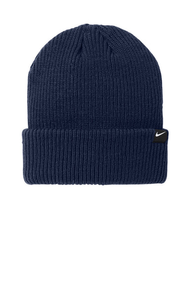 Nike Hats NKFN6310 Unisex Terra Beanie Midnight Navy Blue Flat Front