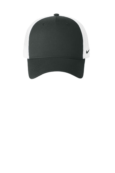 Nike Hats NKFN9893 Mens Mesh Snapback Trucker Hat Anthracite Grey/White Flat Front