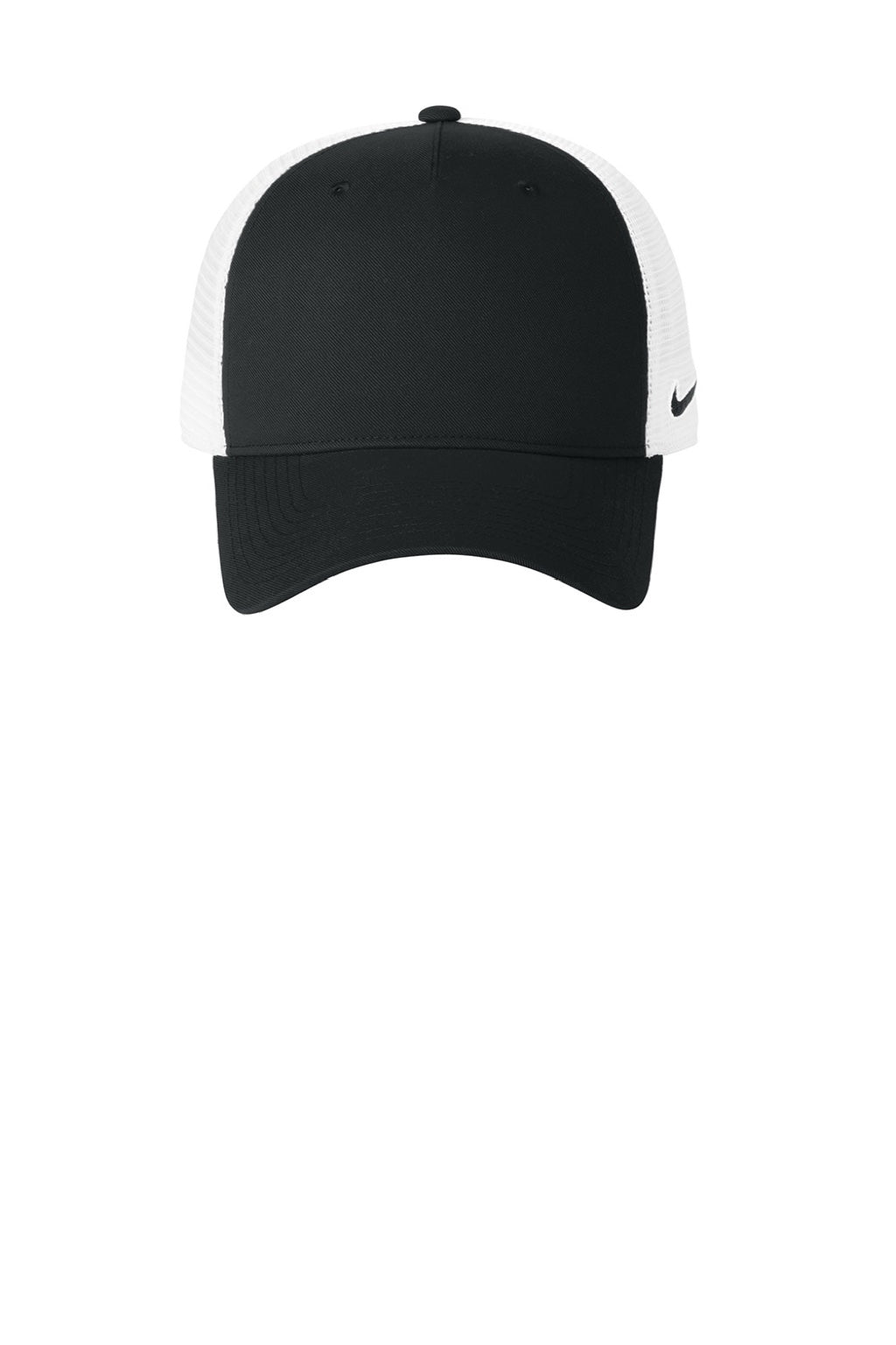 Nike Hats NKFN9893 Mens Mesh Snapback Trucker Hat Black/White Flat Front