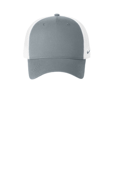 Nike Hats NKFN9893 Mens Mesh Snapback Trucker Hat Cool Grey/White Flat Front