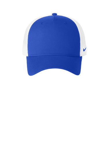 Nike Hats NKFN9893 Mens Mesh Snapback Trucker Hat Game Royal Blue/White Flat Front