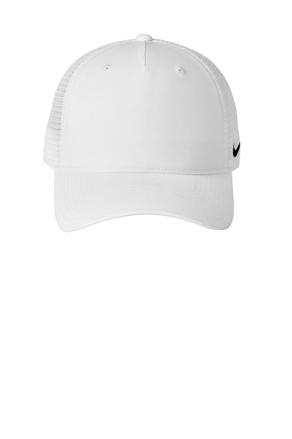 Nike Hats NKFN9893 Mens Mesh Snapback Trucker Hat White Flat Front