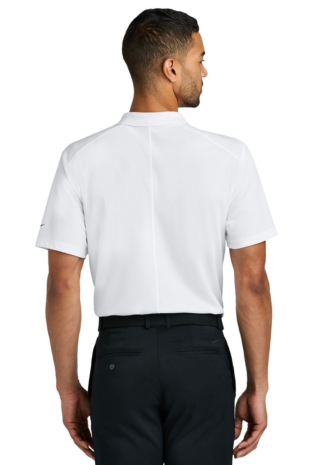 Nike NKFQ3968 Mens Victory Dri-Fit Moisture Wicking Colorblock Short Sleeve Polo Shirt White/Cool Grey/Black Model Back