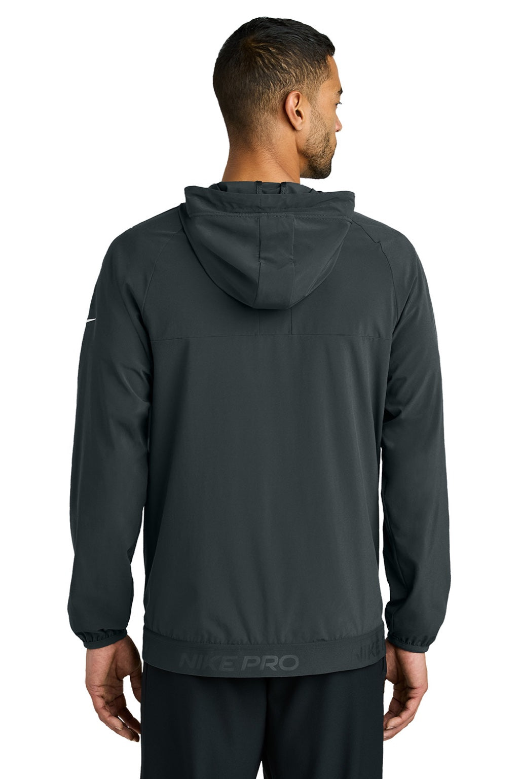 Nike NKFQ4761 Mens Pro Dri-Fit Moisture Wicking Full Zip Hooded Jacket Anthracite Grey Model Back