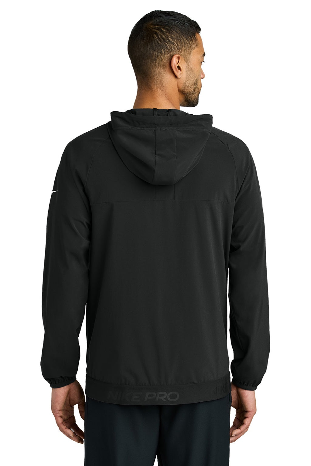 Nike NKFQ4761 Mens Pro Dri-Fit Moisture Wicking Full Zip Hooded Jacket Black Model Back