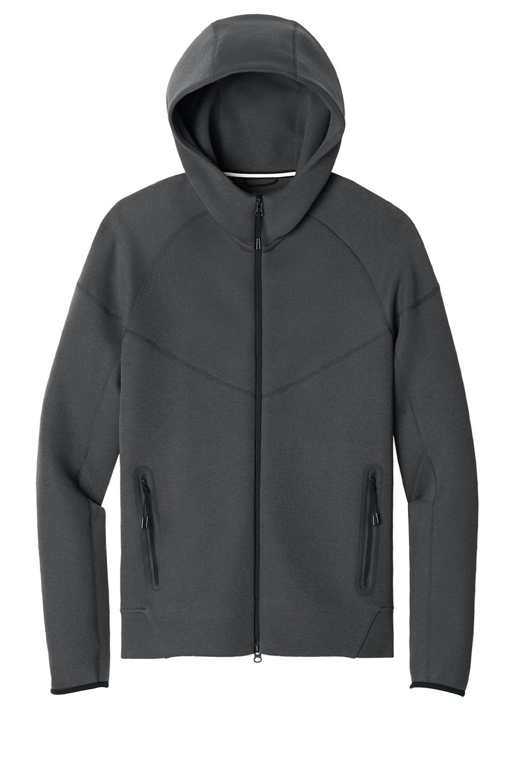 Nike NKFQ4762 Mens Tech Fleece Full Zip Hooded Sweatshirt Hoodie w/ Pockets Heather Anthracite Grey Flat Front
