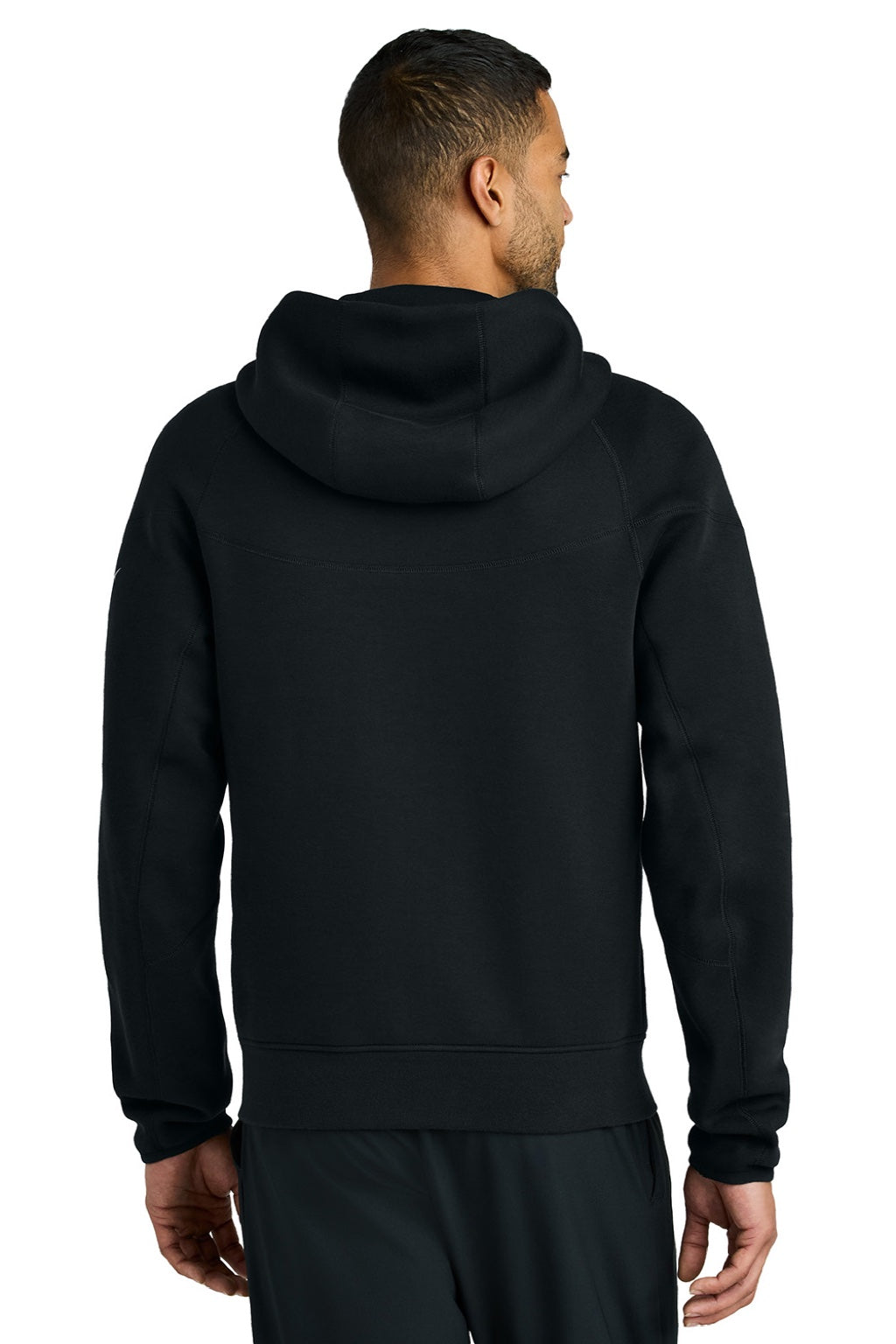 Nike NKFQ4762 Mens Tech Fleece Full Zip Hooded Sweatshirt Hoodie w/ Pockets Black Model Back