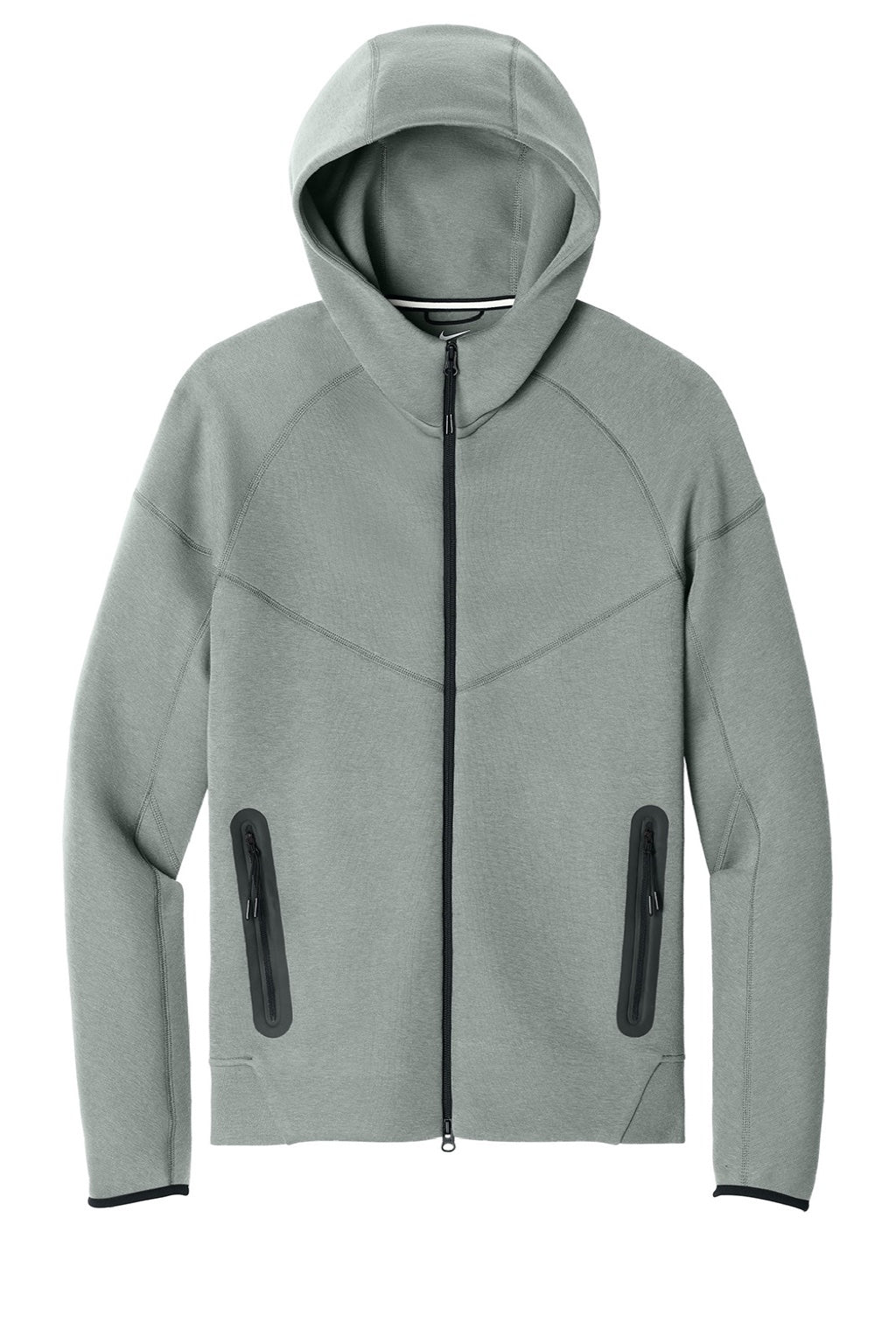 Nike NKFQ4762 Mens Tech Fleece Full Zip Hooded Sweatshirt Hoodie w/ Pockets Heather Dark Grey Flat Front