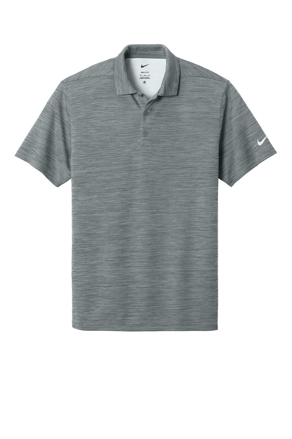 Nike NKFQ4792 Mens Dri-Fit Moisture Wicking Striated Short Sleeve Polo Shirt Cool Grey Flat Front