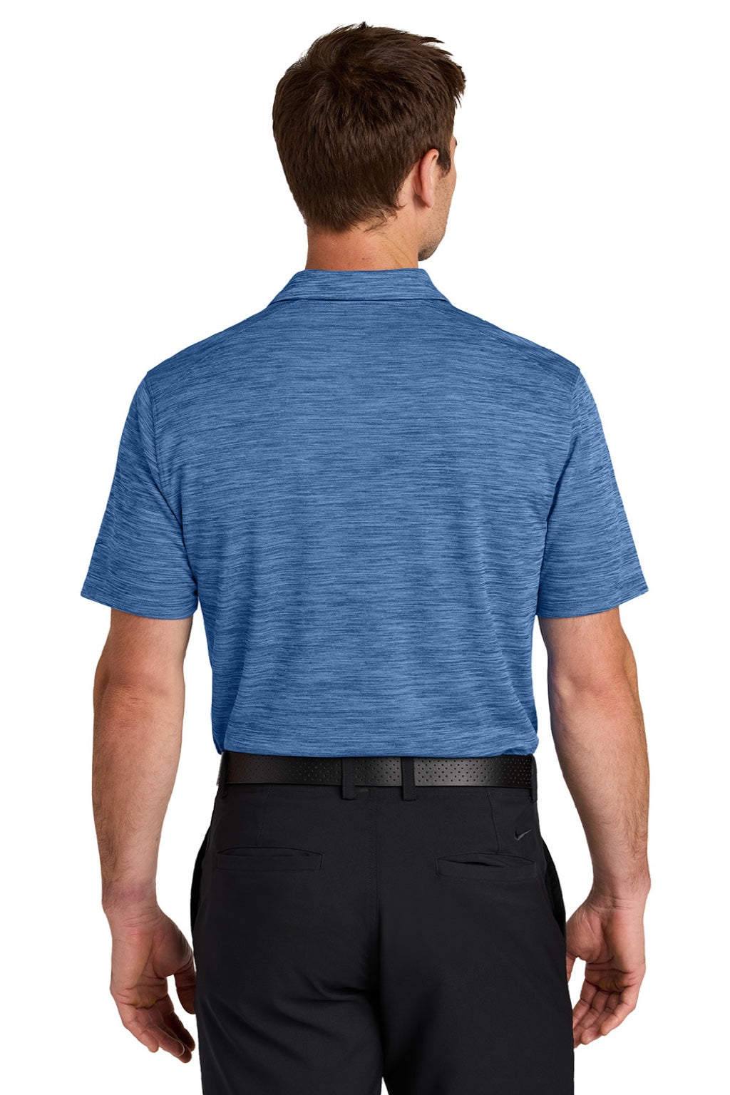 Nike NKFQ4792 Mens Dri-Fit Moisture Wicking Striated Short Sleeve Polo Shirt Game Royal Blue Model Back