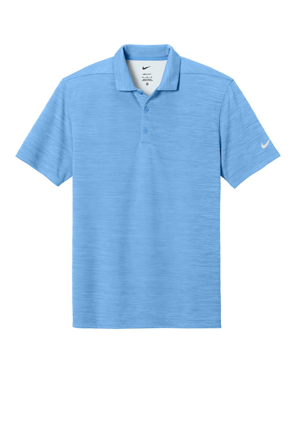 Nike NKFQ4792 Mens Dri-Fit Moisture Wicking Striated Short Sleeve Polo Shirt University Blue Flat Front