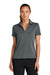 Nike NKFQ4793 Womens Dri-Fit Moisture Wicking Smooth Heather Short Sleeve Polo Shirt Heather Anthracite Grey Model Front