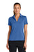 Nike NKFQ4793 Womens Dri-Fit Moisture Wicking Smooth Heather Short Sleeve Polo Shirt Heather Game Royal Blue Model Front