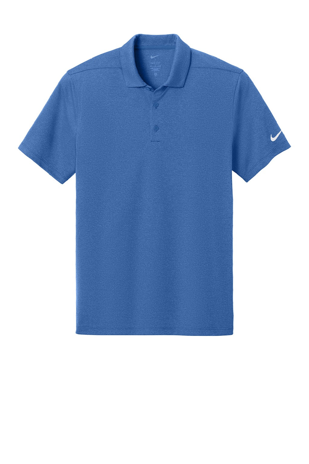 Nike NKFQ4794 Mens Dri-Fit Moisture Wicking Smooth Heather Short Sleeve Polo Shirt Heather Game Royal Blue Flat Front