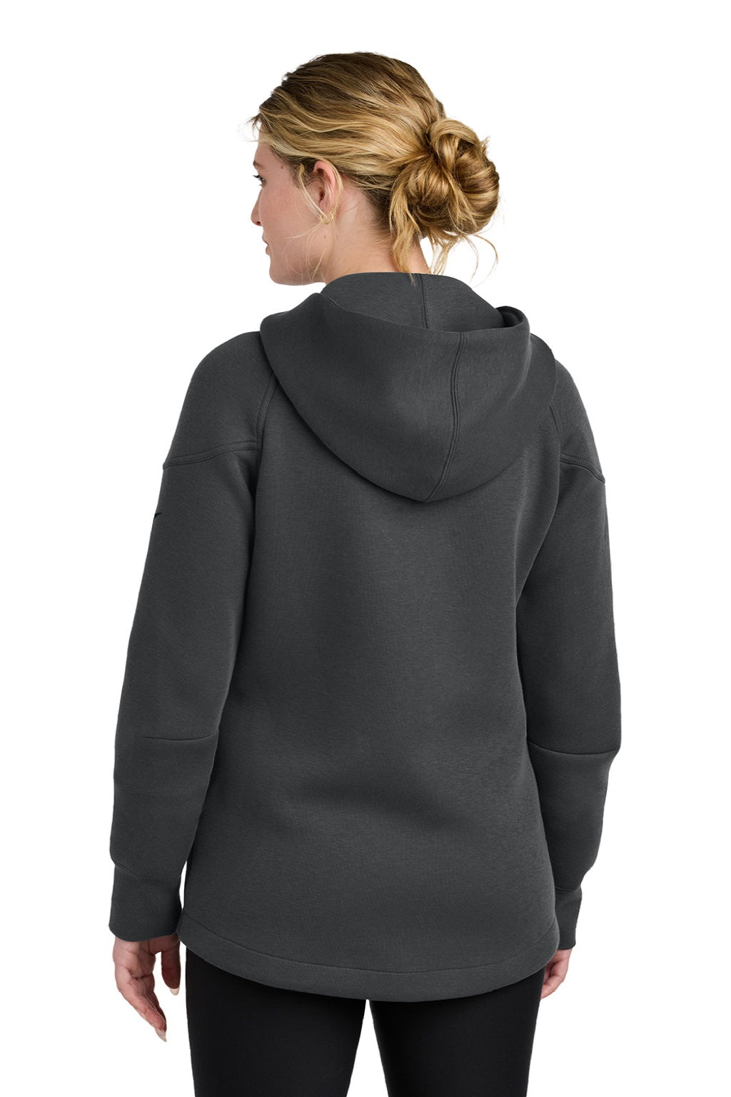 Nike NKFQ4798 Womens Tech Fleece Full Zip Hooded Sweatshirt Hoodie w/ Pockets Heather Anthracite Grey Model Back