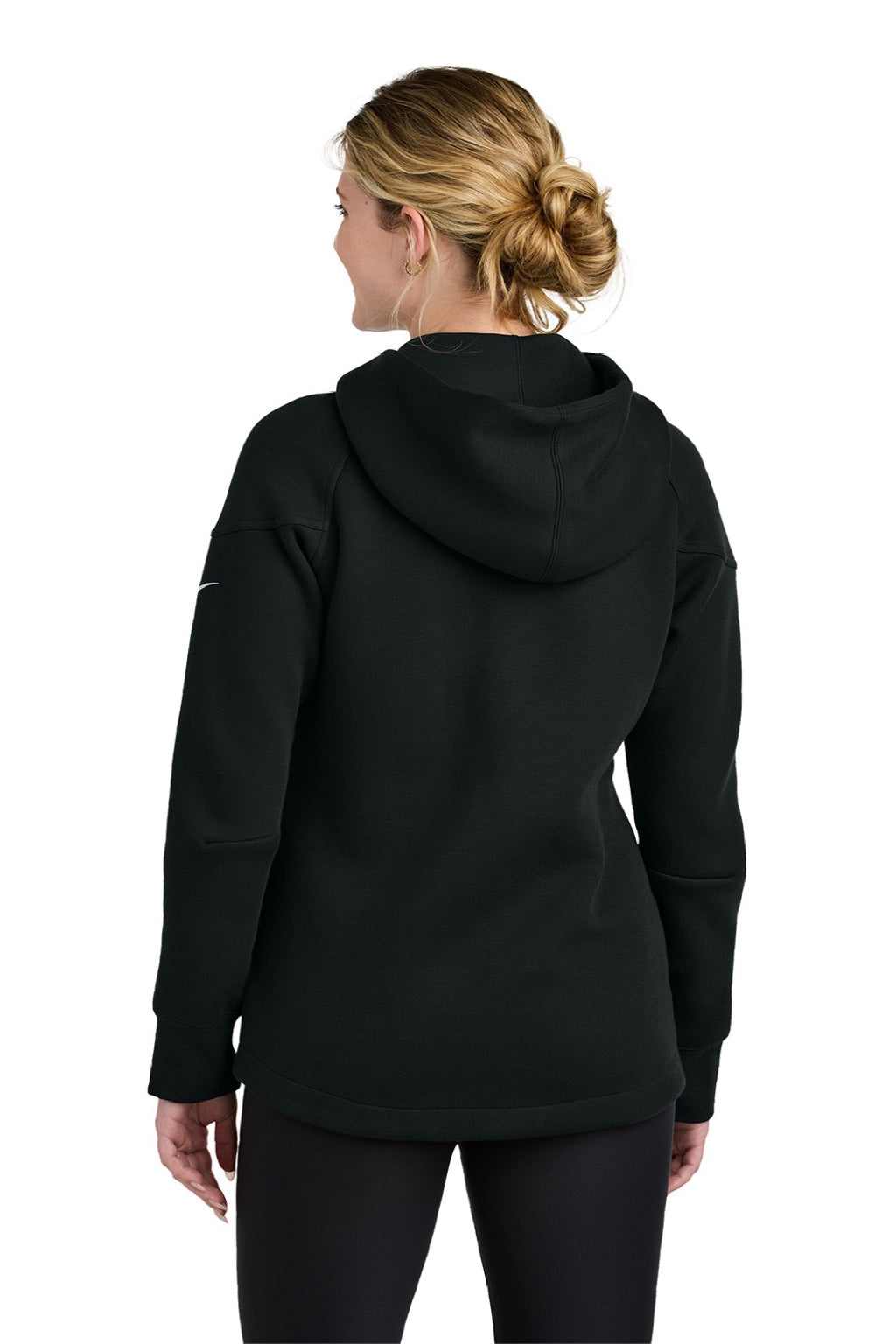 Nike NKFQ4798 Womens Tech Fleece Full Zip Hooded Sweatshirt Hoodie w/ Pockets Black Model Back