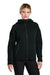 Nike NKFQ4798 Womens Tech Fleece Full Zip Hooded Sweatshirt Hoodie w/ Pockets Black Model Front
