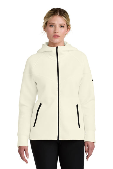 Nike NKFQ4798 Womens Tech Fleece Full Zip Hooded Sweatshirt Hoodie w/ Pockets Pale Ivory Model Front