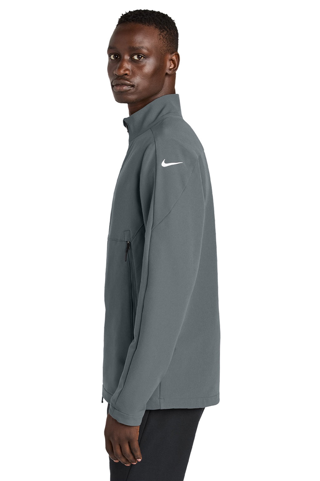 Nike NKHM7926 Mens Full Zip Soft Shell Jacket Dark Grey Model Side