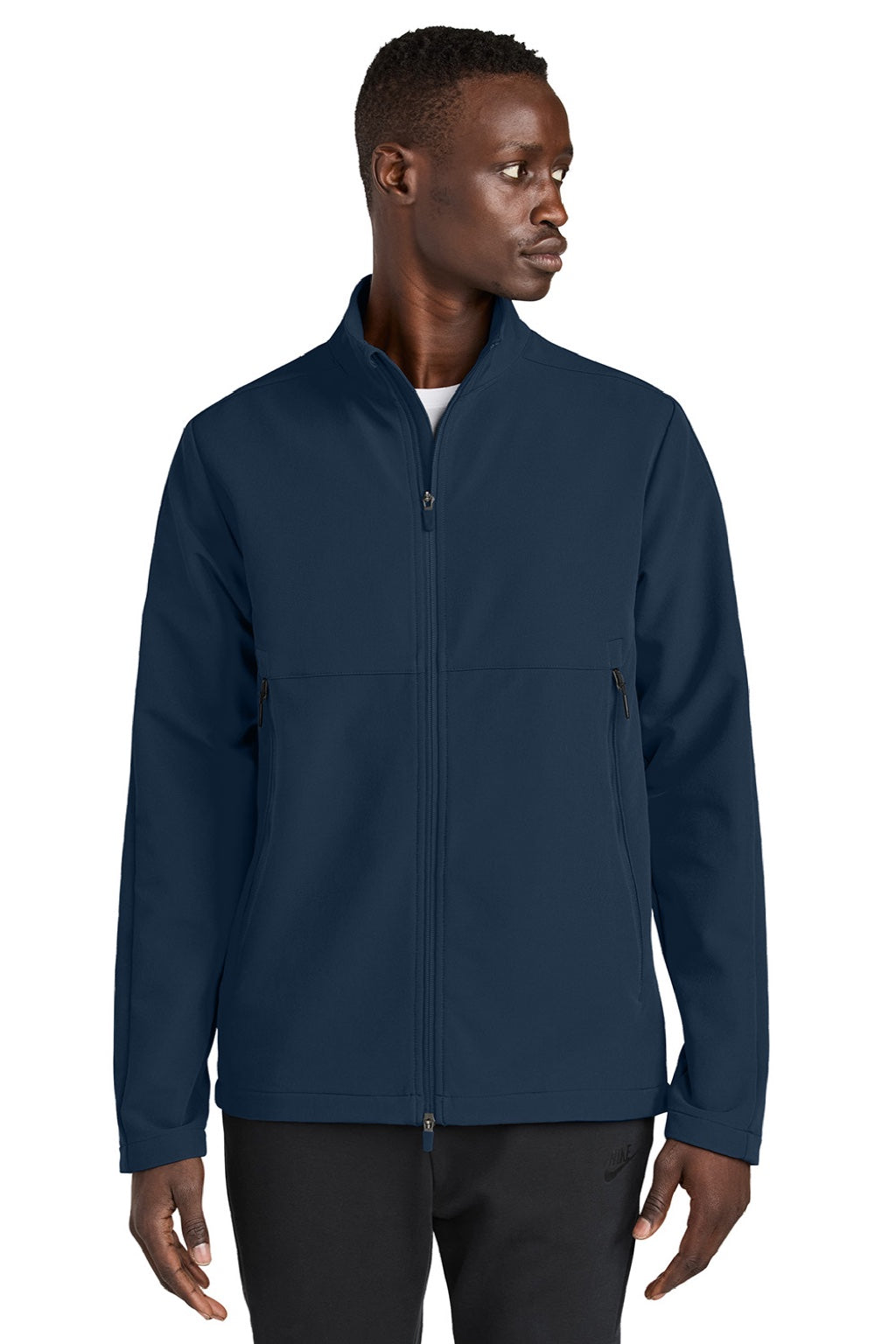Nike NKHM7926 Mens Full Zip Soft Shell Jacket Navy Blue Model Front