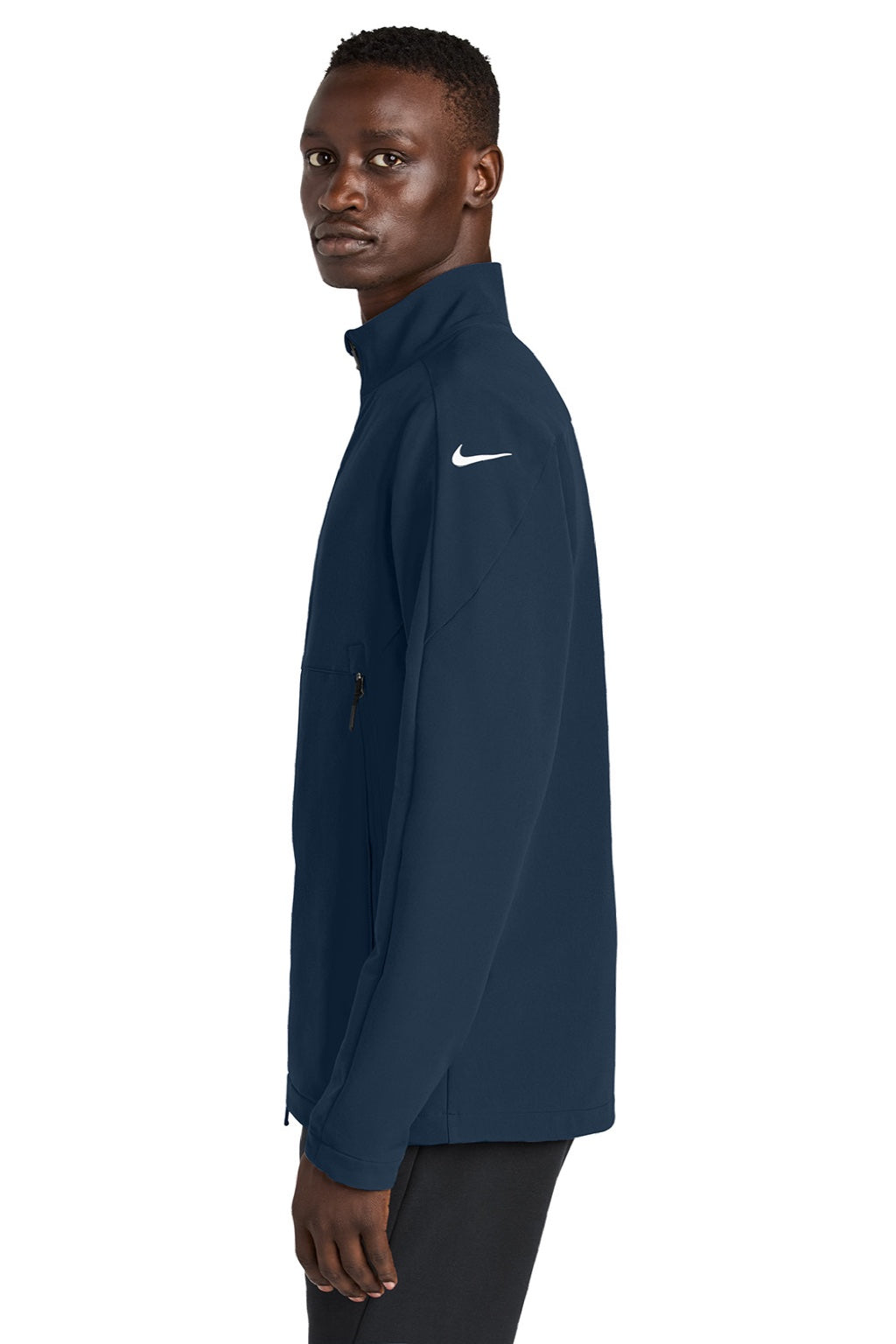 Nike NKHM7926 Mens Full Zip Soft Shell Jacket Navy Blue Model Side