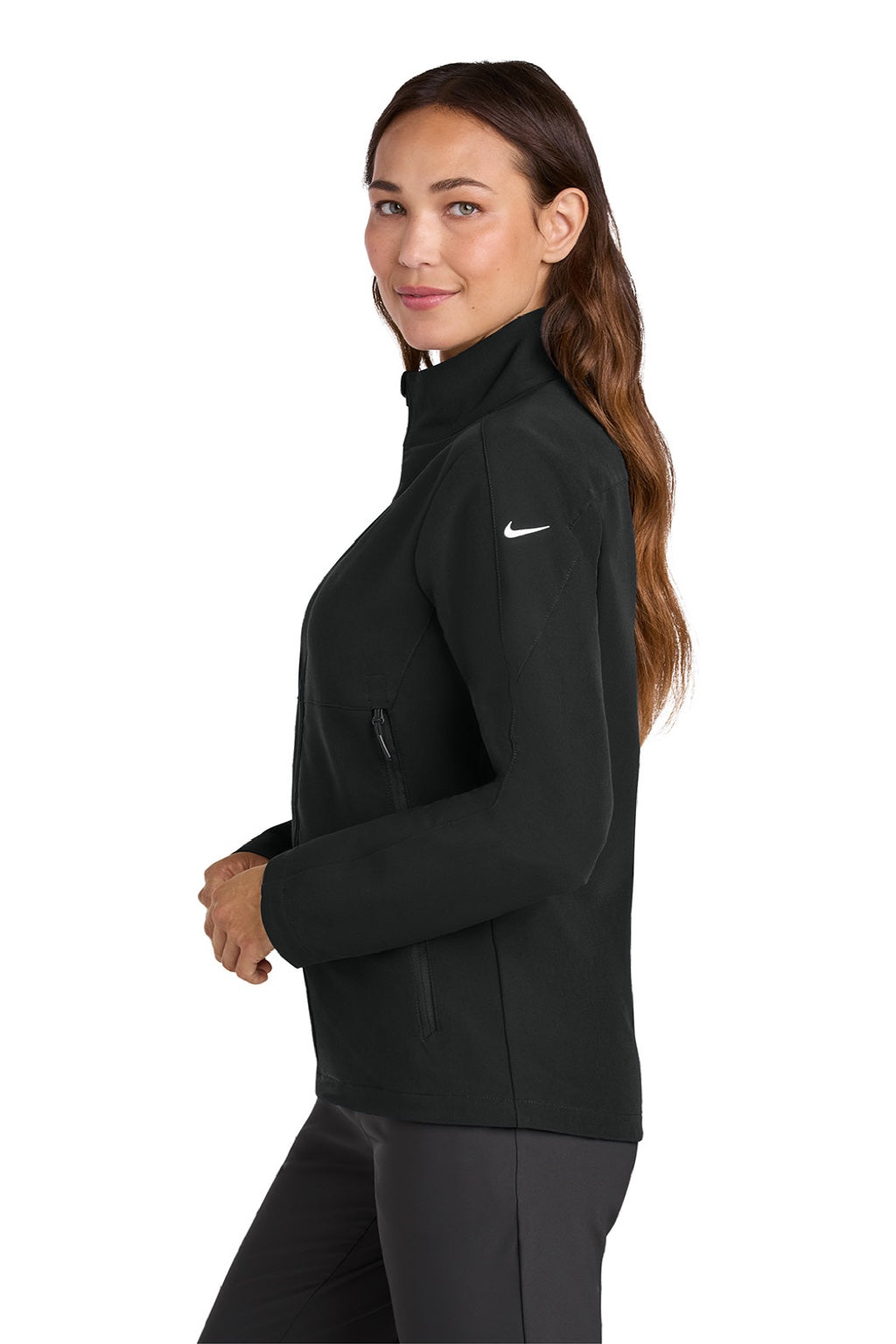 Nike NKHM7937 Womens Full Zip Soft Shell Jacket Black Model Side