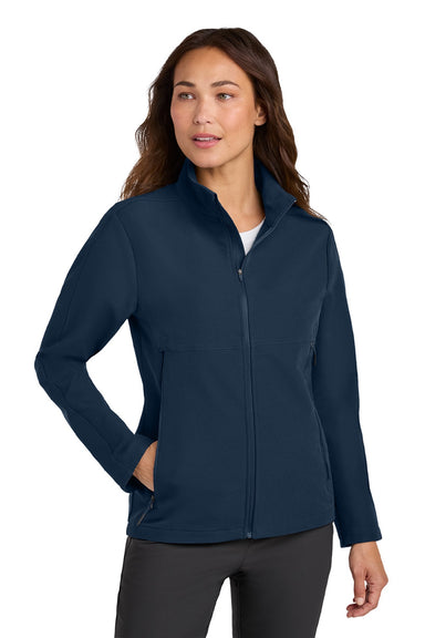 Nike NKHM7937 Womens Full Zip Soft Shell Jacket Navy Blue Model Front