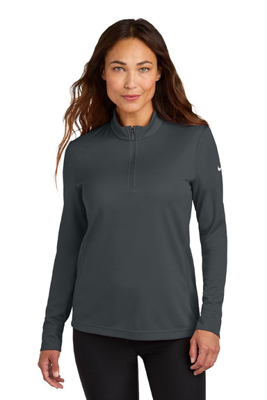 Nike NKHM7969 Womens Essential 1/4 Zip Sweatshirt Anthracite Grey Model Front
