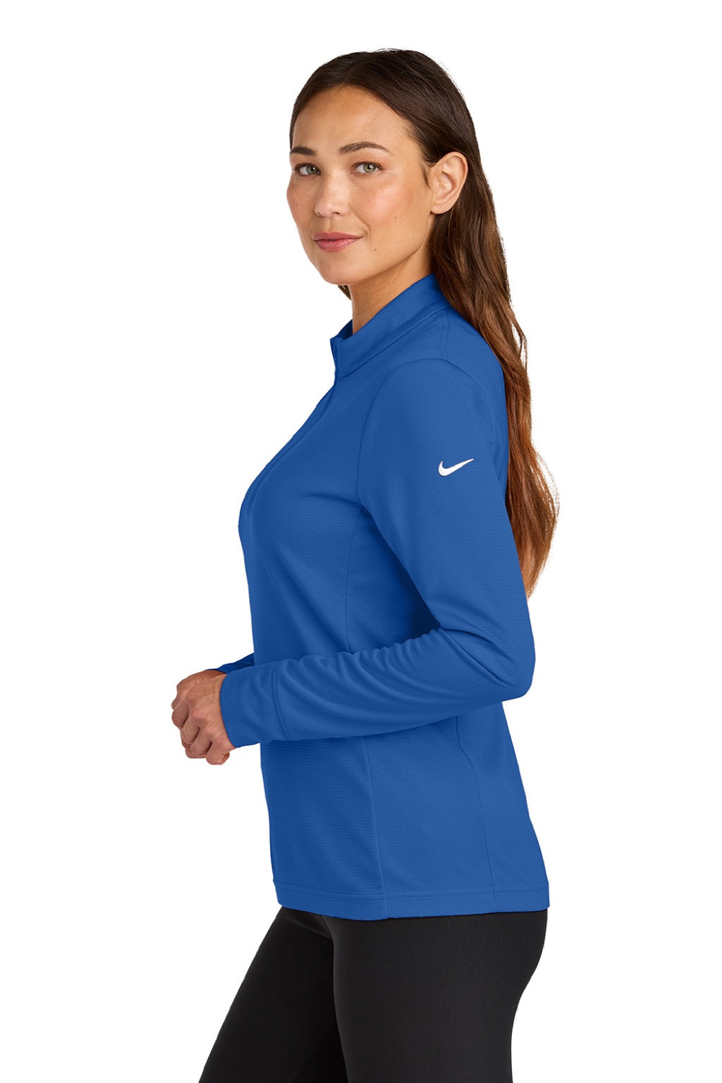 Nike NKHM7969 Womens Essential 1/4 Zip Sweatshirt Game Royal Blue Model Side