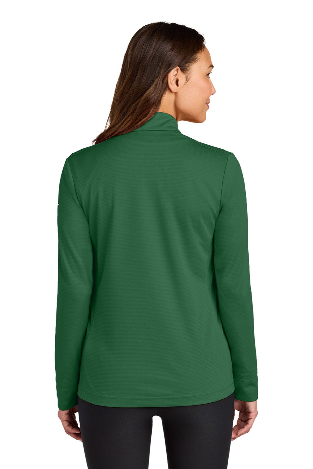 Nike NKHM7969 Womens Essential 1/4 Zip Sweatshirt Gorge Green Model Back