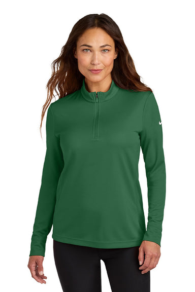 Nike NKHM7969 Womens Essential 1/4 Zip Sweatshirt Gorge Green Model Front