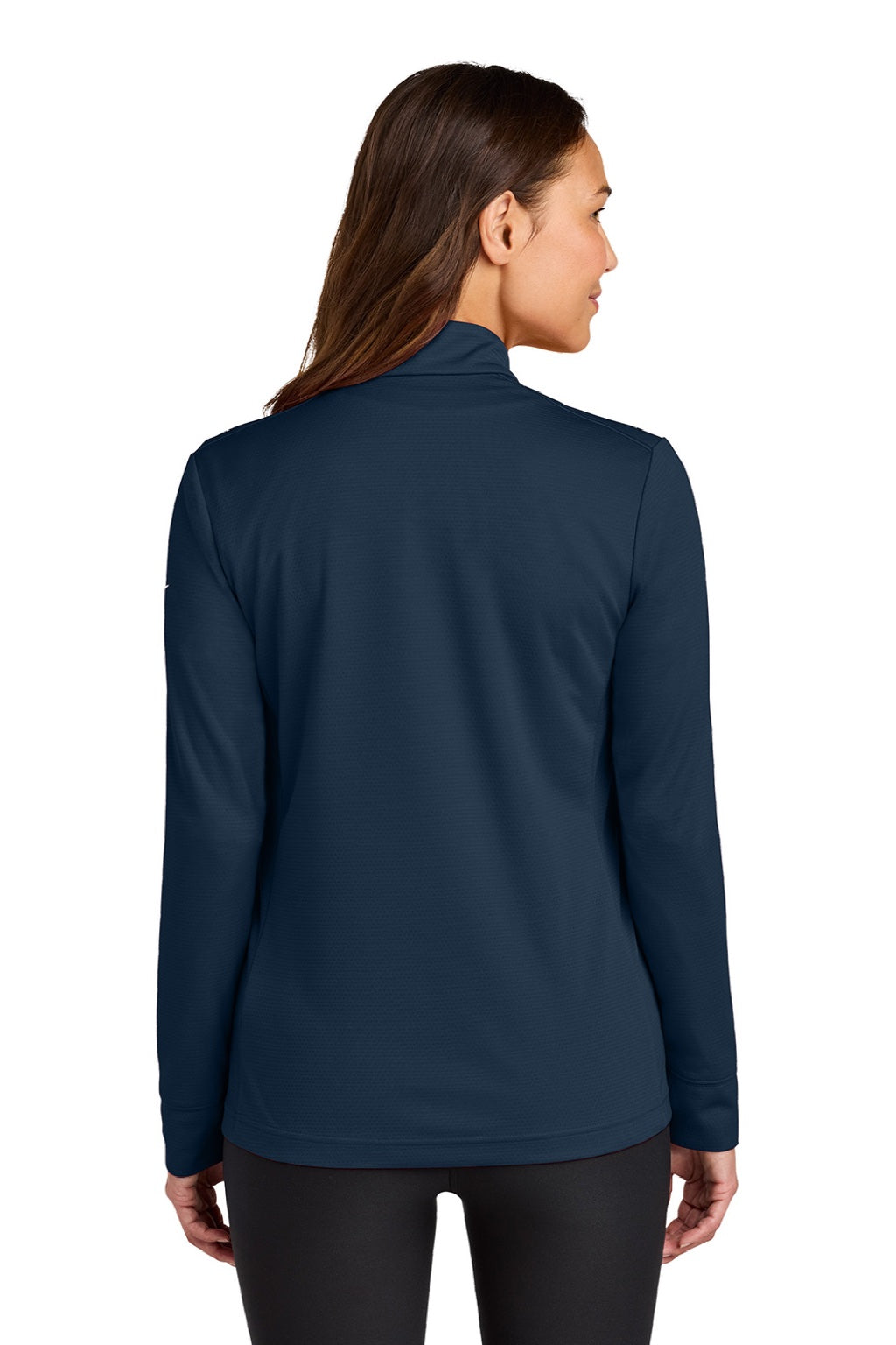 Nike NKHM7969 Womens Essential 1/4 Zip Sweatshirt Navy Blue Model Back
