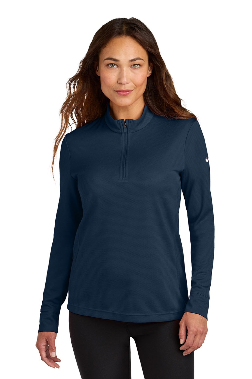 Nike NKHM7969 Womens Essential 1/4 Zip Sweatshirt Navy Blue Model Front
