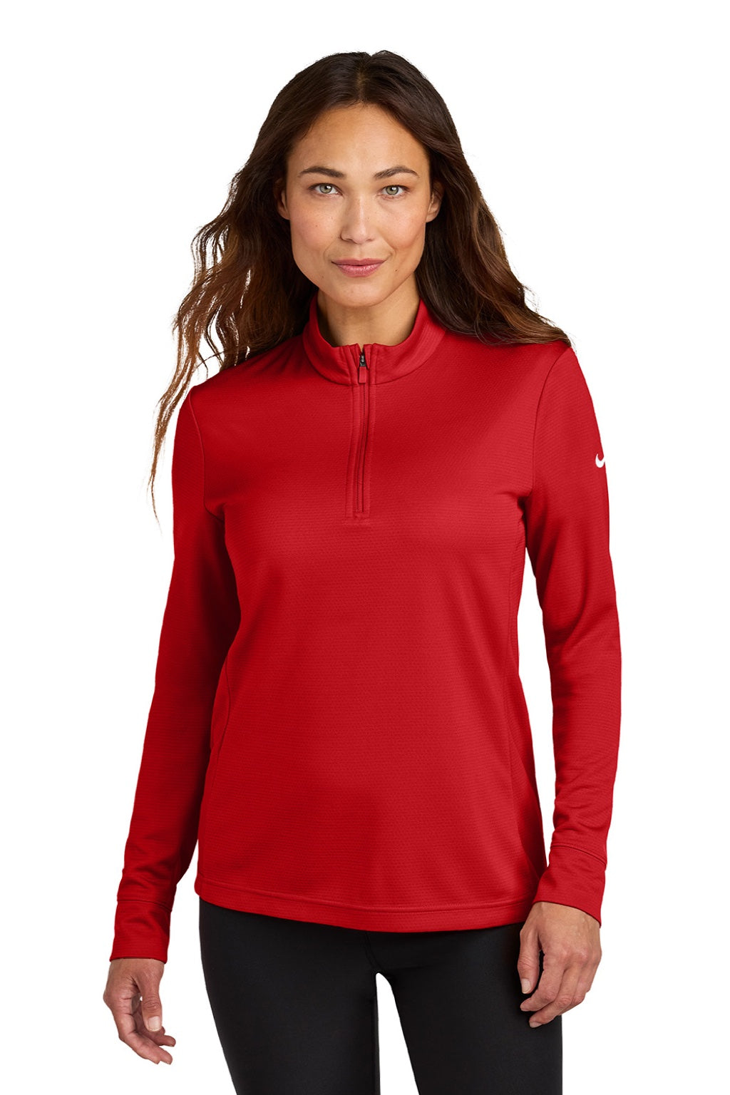 Nike NKHM7969 Womens Essential 1/4 Zip Sweatshirt University Red Model Front