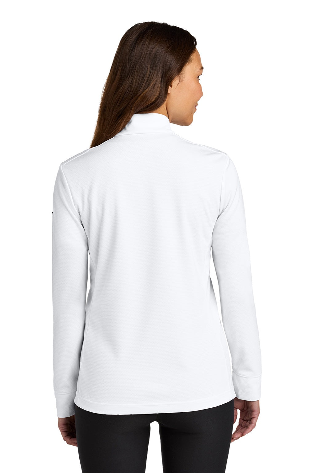 Nike NKHM7969 Womens Essential 1/4 Zip Sweatshirt White Model Back